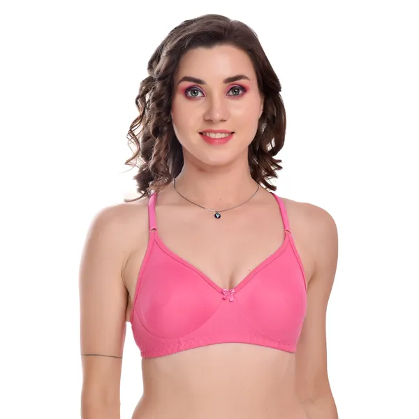 Hot_Pink_Seamless_Non-Padded_Non-Wired_Full_Coverage_T-Shirt_Bra_