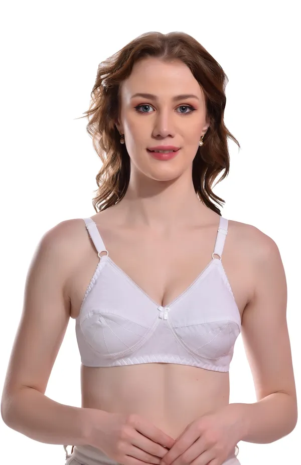 White_Pure_Cotton_Seamed_Full_Coverage_Non-Padded_Non-Wired_Bra_