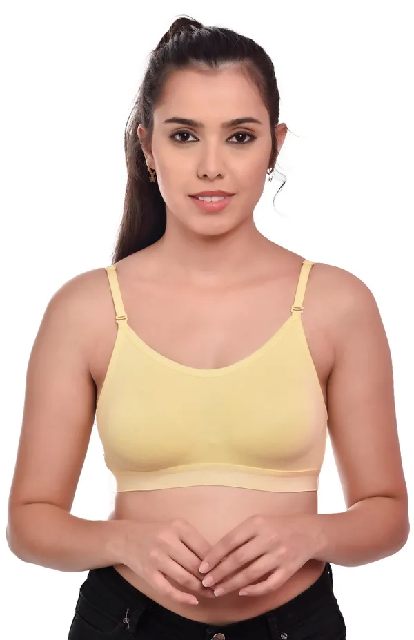 Yellow_Cotton_Non-Padded_Non-Wired_Full_Coverage_Sports_Bra