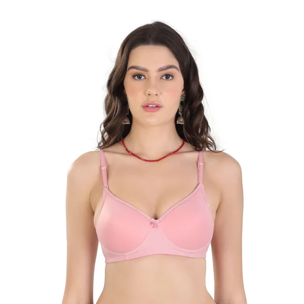 English_Pink_Seamless_T-Shirt_Padded_Bra_For_Women