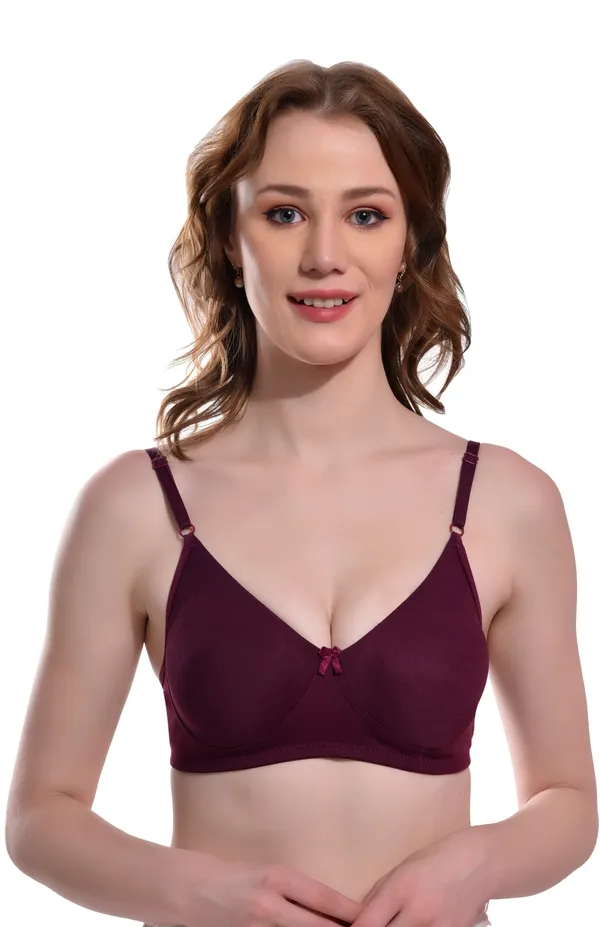 Wine_Cotton_Seamless_Everyday_Non-Padded_Non-Wired_T-Shirt_Bra