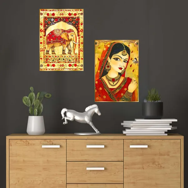 Golden_Set_Of_Two_Wall_Paintings_For_Dacoration_Framed_Living_Room_&_Bedroom_Art_Home_Decoration_Office_Decor_(14X11_Inch_Ch-Gd2-11)