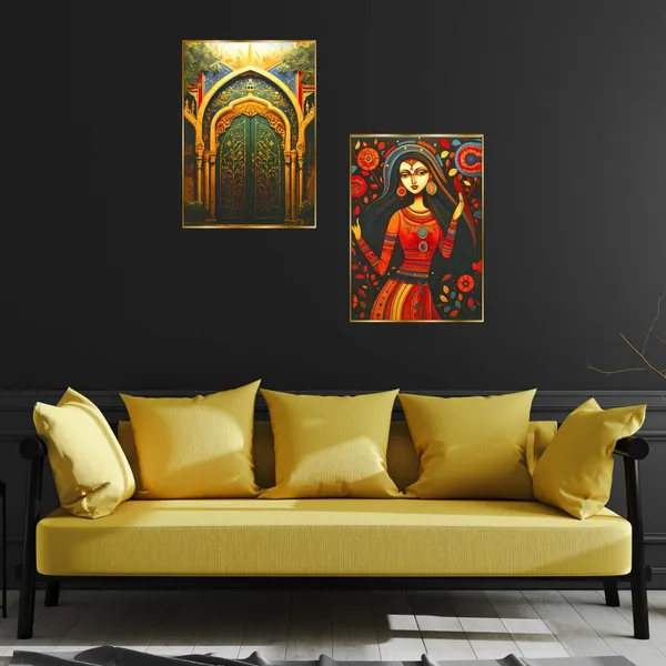 Golden_Set_Of_Two_Wall_Paintings_For_Dacoration_Framed_Living_Room_&_Bedroom_Art_Home_Decoration_Office_Decor_(14X11_Inch_Ch-Gd2-16)