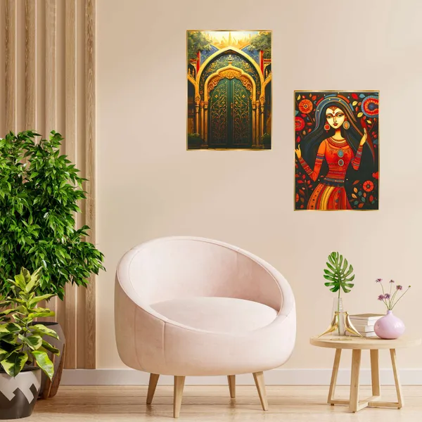 Golden_Set_Of_Two_Wall_Paintings_For_Dacoration_Framed_Living_Room_&_Bedroom_Art_Home_Decoration_Office_Decor_(14X11_Inch_Ch-Gd2-16)