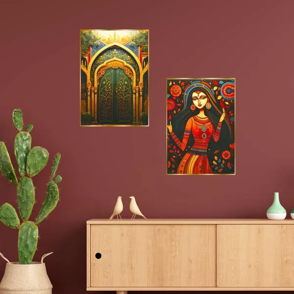 Golden_Set_Of_Two_Wall_Paintings_For_Dacoration_Framed_Living_Room_&_Bedroom_Art_Home_Decoration_Office_Decor_(14X11_Inch_Ch-Gd2-16)