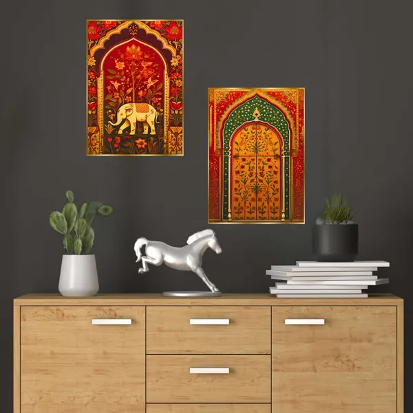 Golden_Set_Of_Two_Wall_Paintings_For_Dacoration_Framed_Living_Room_&_Bedroom_Art_Home_Decoration_Office_Decor_(14X11_Inch_Ch-Gd2-18)