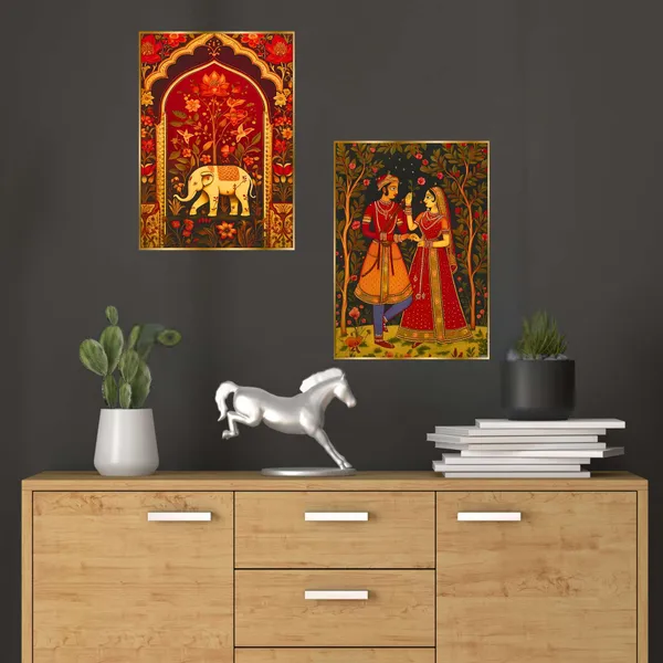 Golden_Set_Of_Two_Wall_Paintings_For_Dacoration_Framed_Living_Room_&_Bedroom_Art_Home_Decoration_Office_Decor_(14X11_Inch_Ch-Gd2-19)