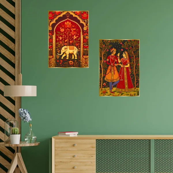 Golden_Set_Of_Two_Wall_Paintings_For_Dacoration_Framed_Living_Room_&_Bedroom_Art_Home_Decoration_Office_Decor_(14X11_Inch_Ch-Gd2-19)