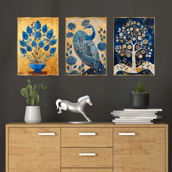 Golden_Set_Of_Three_Wall_Paintings_For_Dacoration_Framed_Living_Room_&_Bedroom_Art_Home_Decoration_Office_Decor_(24X18_Inch_Ch-Gd3-14)