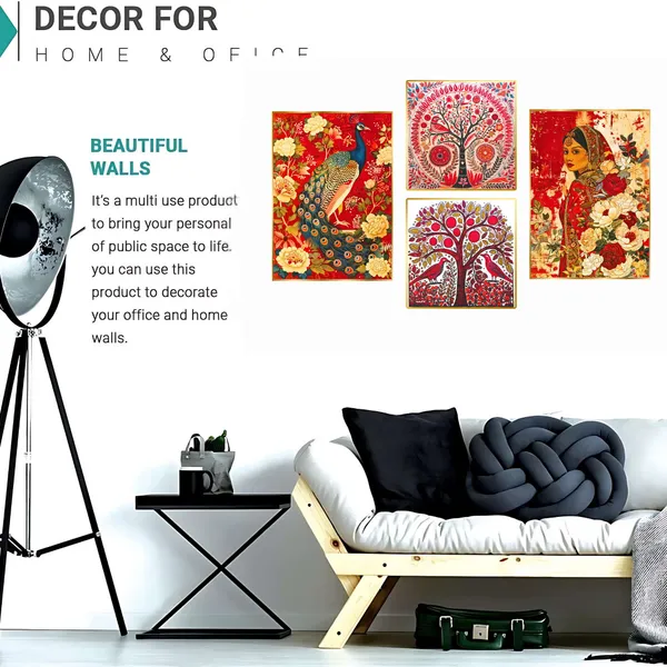 Golden_Set_Of_Four_Wall_Paintings_For_Dacoration_Framed_Living_Room_&_Bedroom_Art_Home_Decoration_Office_Decor_(13X10_Inch_Ch-Gd4-10)