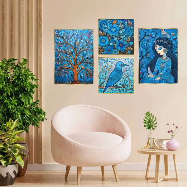 Golden_Set_Of_Four_Wall_Paintings_For_Dacoration_Framed_Living_Room_&_Bedroom_Art_Home_Decoration_Office_Decor_(13X10_Inch_Ch-Gd4-2)