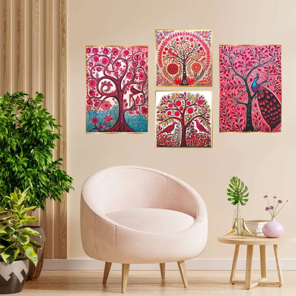 Golden_Set_Of_Four_Wall_Paintings_For_Dacoration_Framed_Living_Room_&_Bedroom_Art_Home_Decoration_Office_Decor_(13X10_Inch_Ch-Gd4-4)