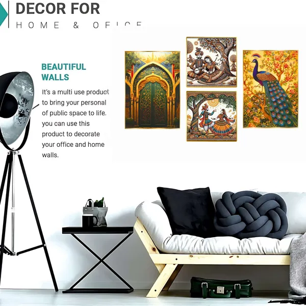 Golden_Set_Of_Four_Wall_Paintings_For_Dacoration_Framed_Living_Room_&_Bedroom_Art_Home_Decoration_Office_Decor_(13X10_Inch_Ch-Gd4-6)
