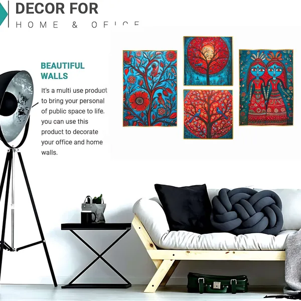 Golden_Set_Of_Four_Wall_Paintings_For_Dacoration_Framed_Living_Room_&_Bedroom_Art_Home_Decoration_Office_Decor_(13X10_Inch_Ch-Gd4-9)