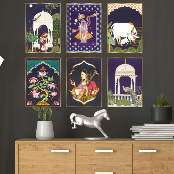 Golden_Set_Of_Six_Wall_Paintings_For_Dacoration_Framed_Living_Room_&_Bedroom_Art_Home_Decoration_Office_Decor_(17X13_Inch_Ch-Gd6-3)