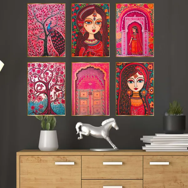 Golden_Set_Of_Six_Wall_Paintings_For_Dacoration_Framed_Living_Room_&_Bedroom_Art_Home_Decoration_Office_Decor_(17X13_Inch_Ch-Gd6-4)