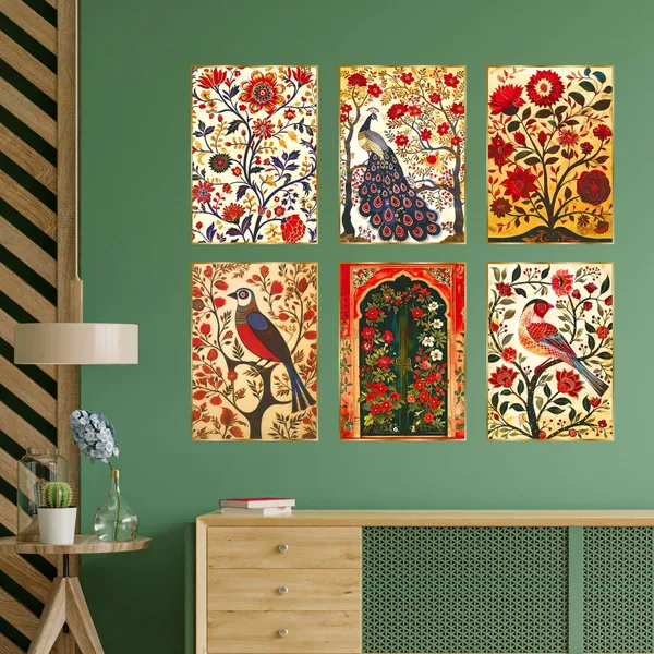 Golden_Set_Of_Six_Wall_Paintings_For_Dacoration_Framed_Living_Room_&_Bedroom_Art_Home_Decoration_Office_Decor_(17X13_Inch_Ch-Gd6-9)