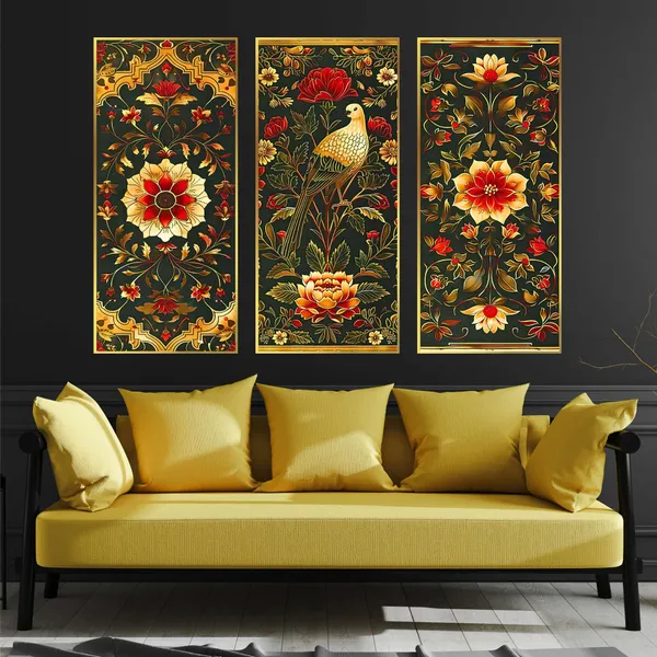 Golden_Set_Of_Three_Large_Wall_Paintings_For_Dacoration_Framed_Living_Room_&_Bedroom_Art_Home_Decoration_Office_Decor_(14X11_Inch_Ch-Lgd3-6)