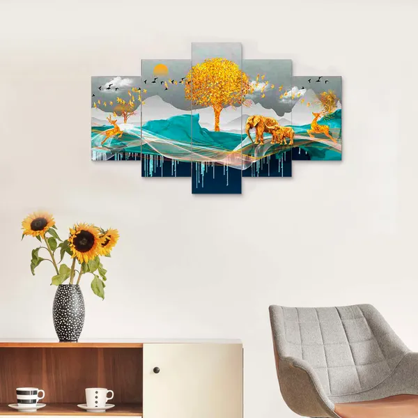 Multicolor_Exquisite_Set_Of_Five_3D_Framed_Paintings