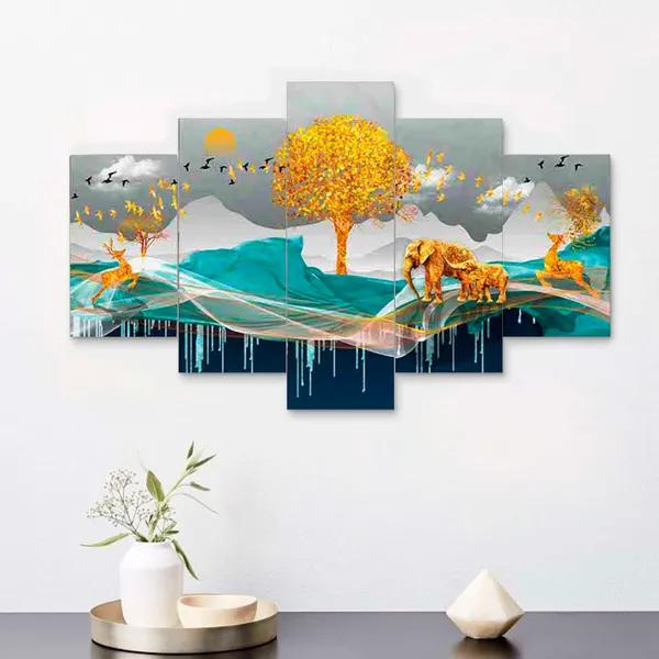 Multicolor_Exquisite_Set_Of_Five_3D_Framed_Paintings