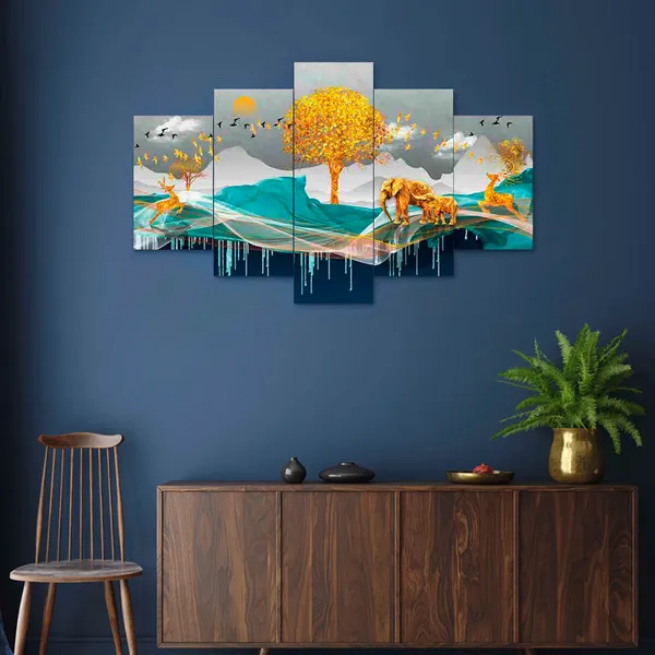 Multicolor_Exquisite_Set_Of_Five_3D_Framed_Paintings