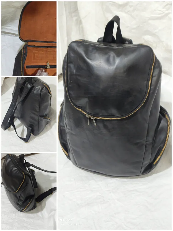 Black_Full_Grain_Genuine_Leather_With_Brass_Zippers_Backpack_For_Unisex