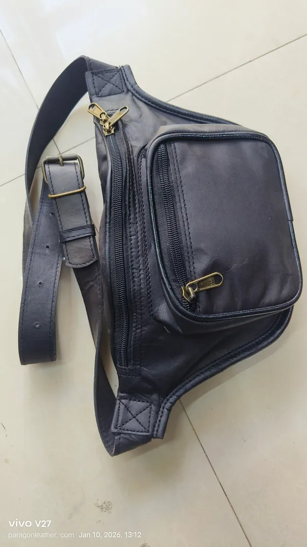 Classic_Black_Genuine_Top_Grain_Leather_Waist_Bag_For_Unisex
