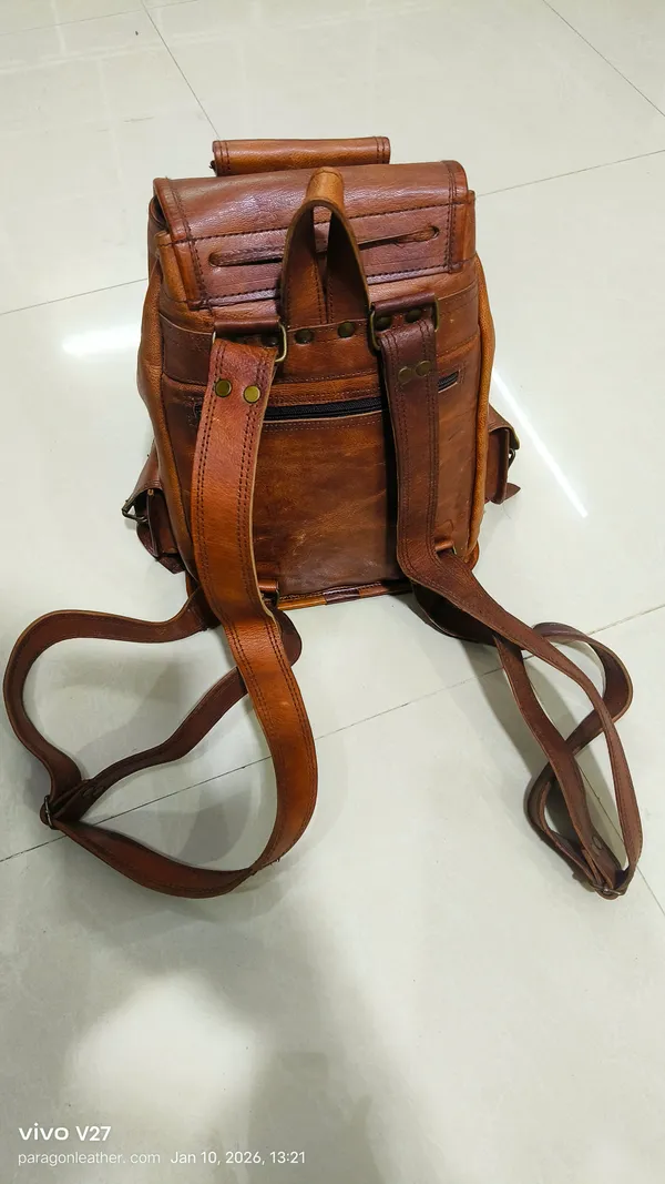 Dark_Brown_Premium_Quality_Full_Grain_Leather_And_Internal_Pure_Cotton_Canvas_Backpack_For_Unisex
