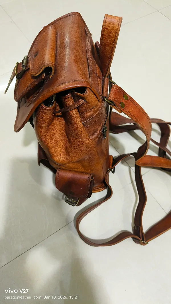 Dark_Brown_Premium_Quality_Full_Grain_Leather_And_Internal_Pure_Cotton_Canvas_Backpack_For_Unisex