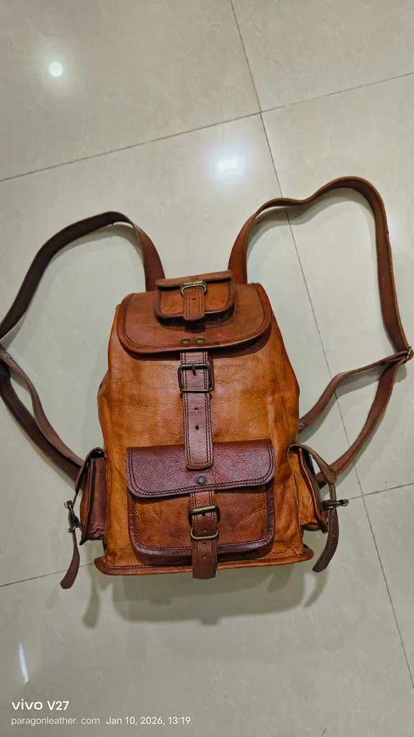 Dark_Brown_Premium_Quality_Full_Grain_Leather_And_Internal_Pure_Cotton_Canvas_Backpack_For_Unisex