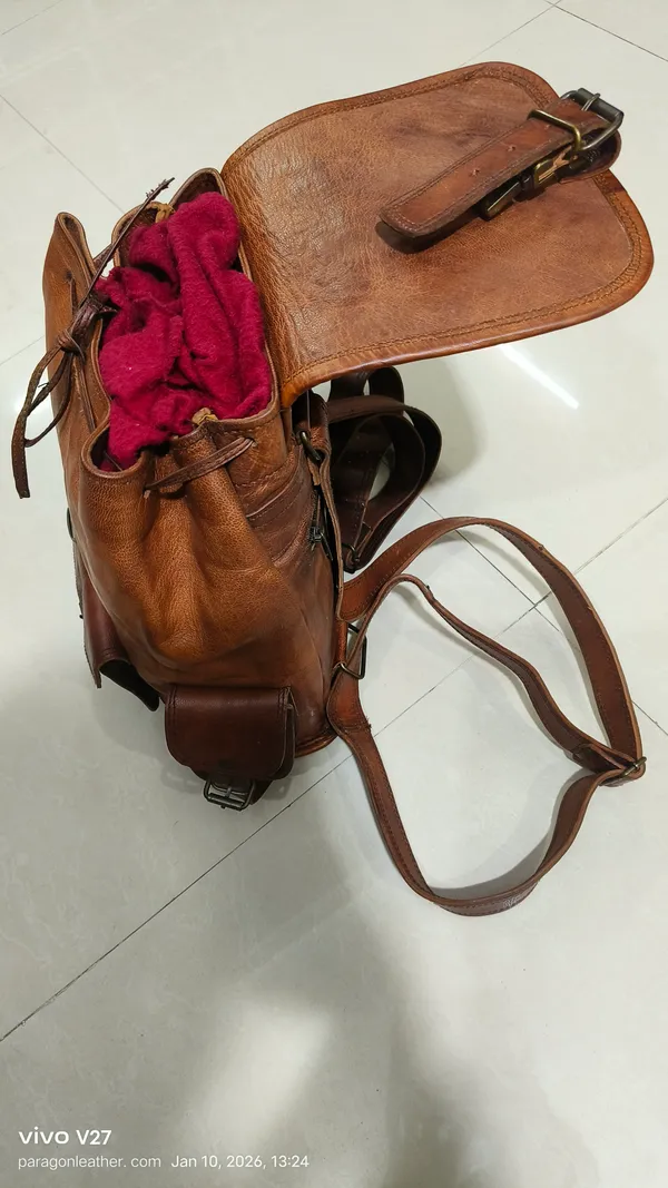 Dark_Brown_Premium_Quality_Full_Grain_Leather_And_Internal_Pure_Cotton_Canvas_Backpack_For_Unisex