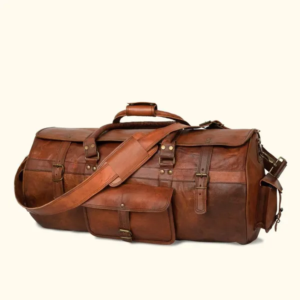 Brown_Genuine_Full_Grain_Leather_With_Brass_Hardware_Duffel_Bag_For_Unisex