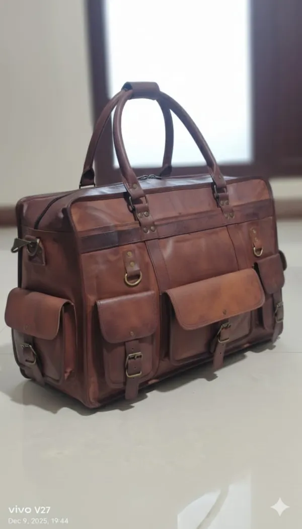 Dark_Brown_Premium_Quality_Full_Grain_Leather_And_Internal_Pure_Cotton_Canvas_No_Cheap_Fabric_Used_Duffel_Bag_For_Unisex