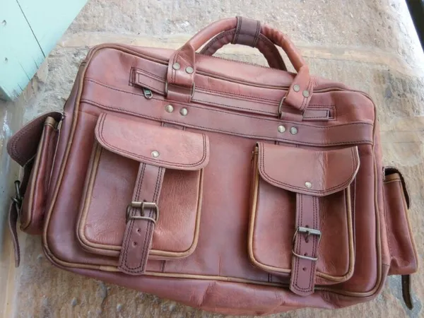 Brown_Genuine_Goat_Buffalo_Leather_With_Canvas_Lining_Messenger_Bag_For_Unisex