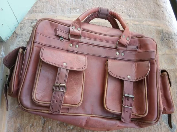Brown_Genuine_Goat_Buffalo_Leather_With_Canvas_Lining_Messenger_Bag_For_Unisex