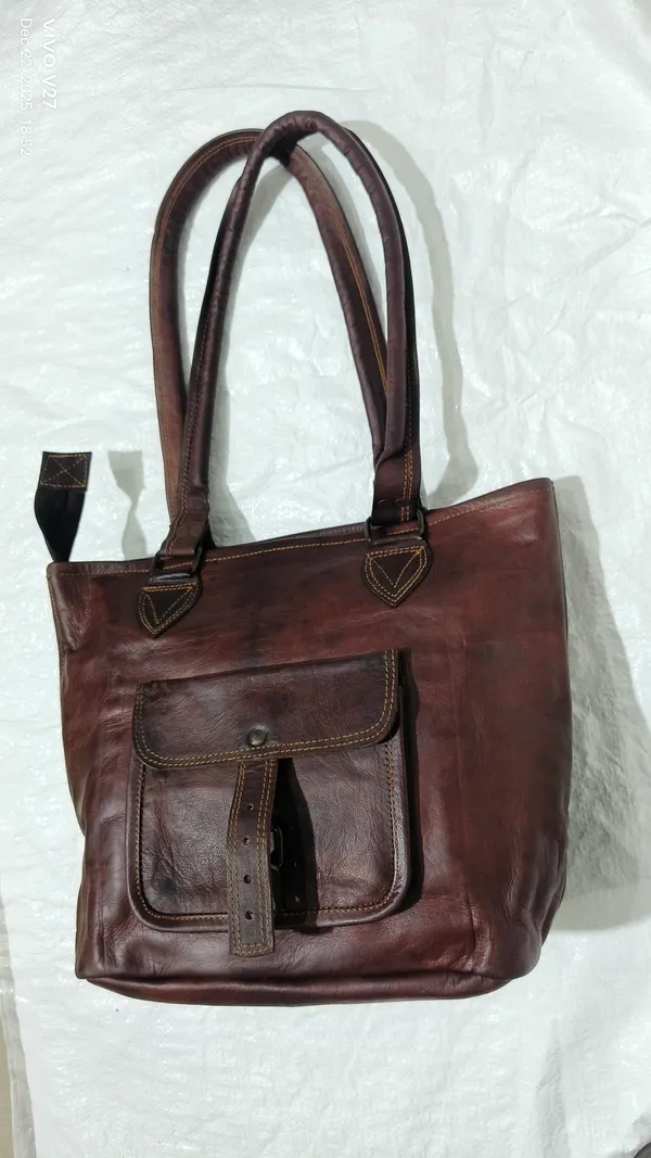 Black_And_Dark_Brown_Premium_Quality_Full_Grain_Leather_And_Internal_Pure_Cotton_Canvas_Shoulder_Purse_For_Women