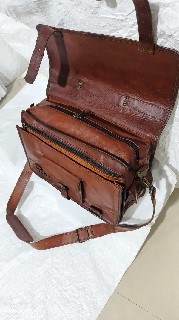 Dark_Brown_Premium_Quality_Full_Grain_Leather_And_Internal_Pure_Cotton_Canvas_Messenger_Bag_For_Unisex