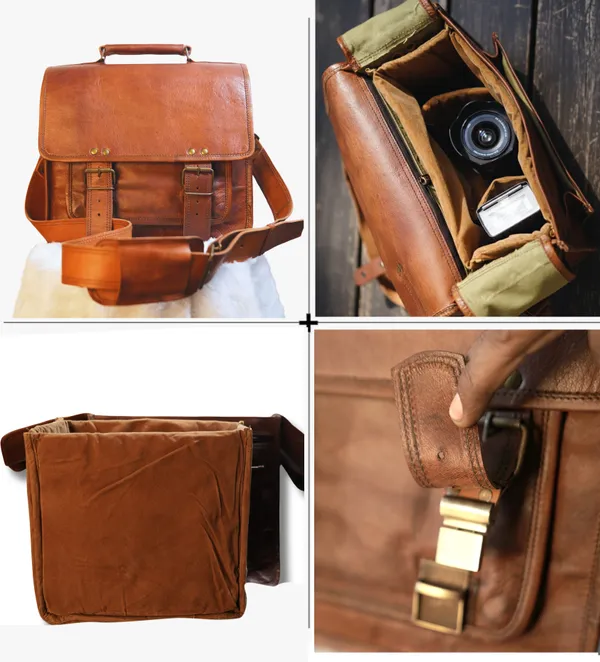 Brown_Premium_Quality_Full_Grain_Leather_And_Internal_Pure_Cotton_Canvas_Messenger_Bag_For_Unisex