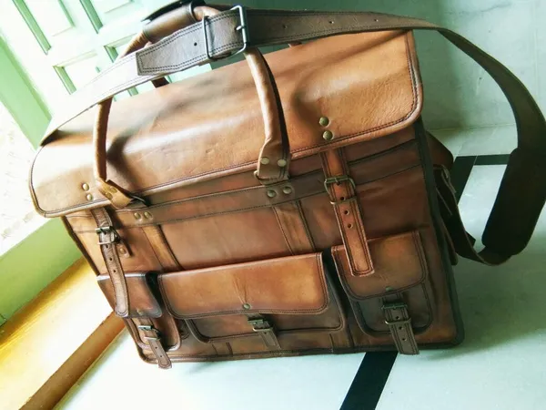 Brown_Premium_Quality_Full_Grain_Leather_And_Internal_Pure_Cotton_Canvas_Duffel_Bag_For_Unisex