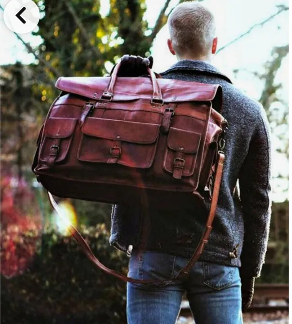 Brown_Premium_Quality_Full_Grain_Leather_And_Internal_Pure_Cotton_Canvas_Duffel_Bag_For_Unisex