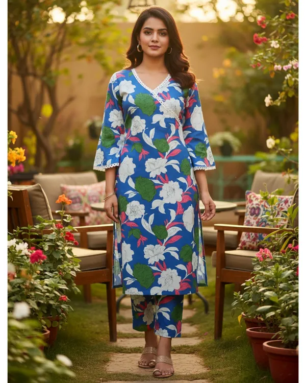 Product_Content:_Blue_Floral_Cotton_Kurta