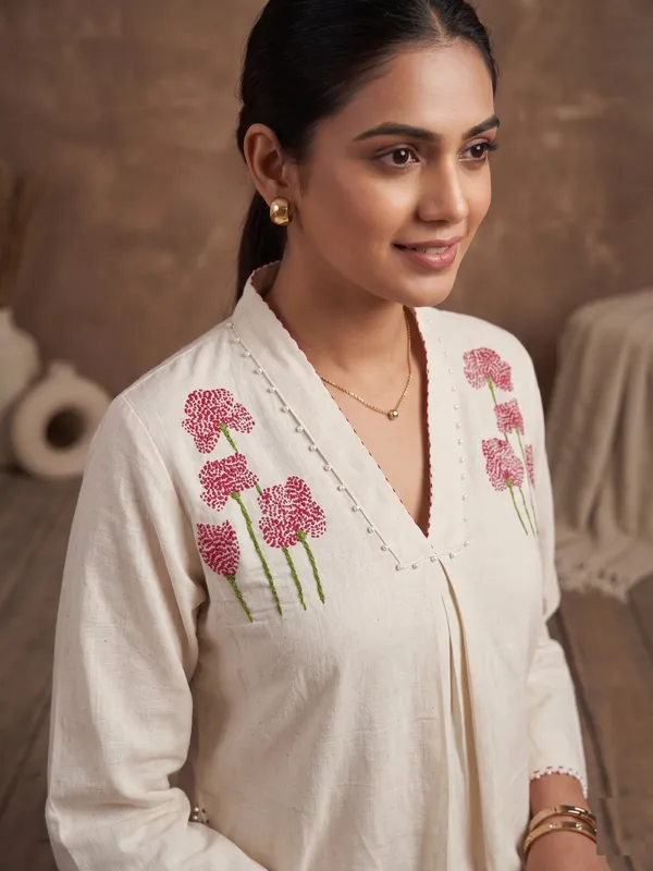 Beige_flex_cotton_A-line_kurta_with_embroidery