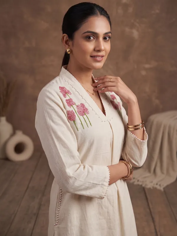 Beige_flex_cotton_A-line_kurta_with_embroidery