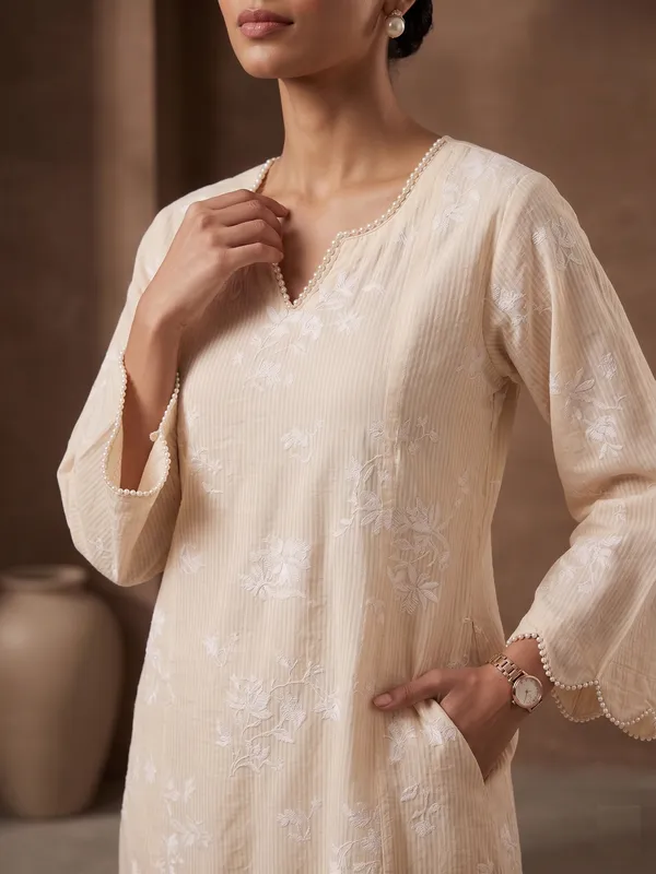 Beige_self_cotton_kurta