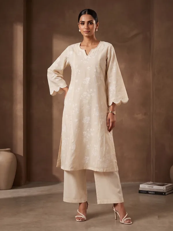 Beige_self_cotton_kurta