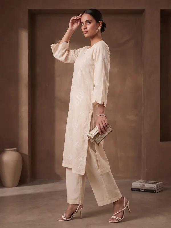 Beige_self_cotton_kurta