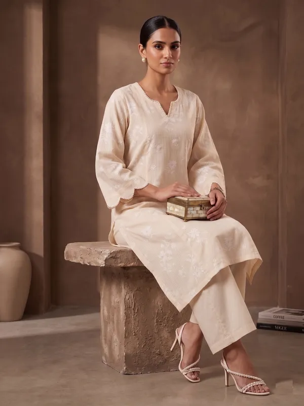Beige_self_cotton_kurta