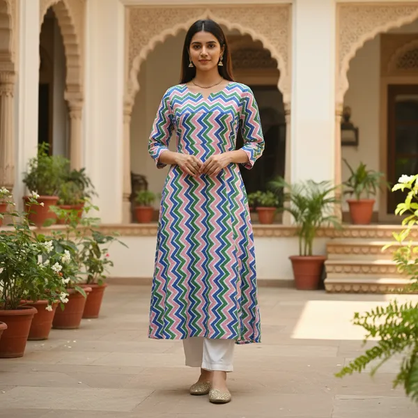 Vibrant_Chevron_Cotton_Midi_Dress