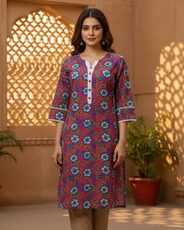 Ethnic_Elegance_Combo:_Set_Of_3_Anarkali_And_Straight_Kurtas_With_Embroidered_V-Necks.