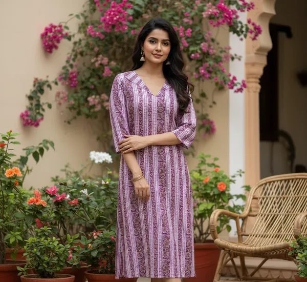 Ethnic_Elegance_Combo:_Set_Of_3_Anarkali_And_Straight_Kurtas_With_Embroidered_V-Necks.